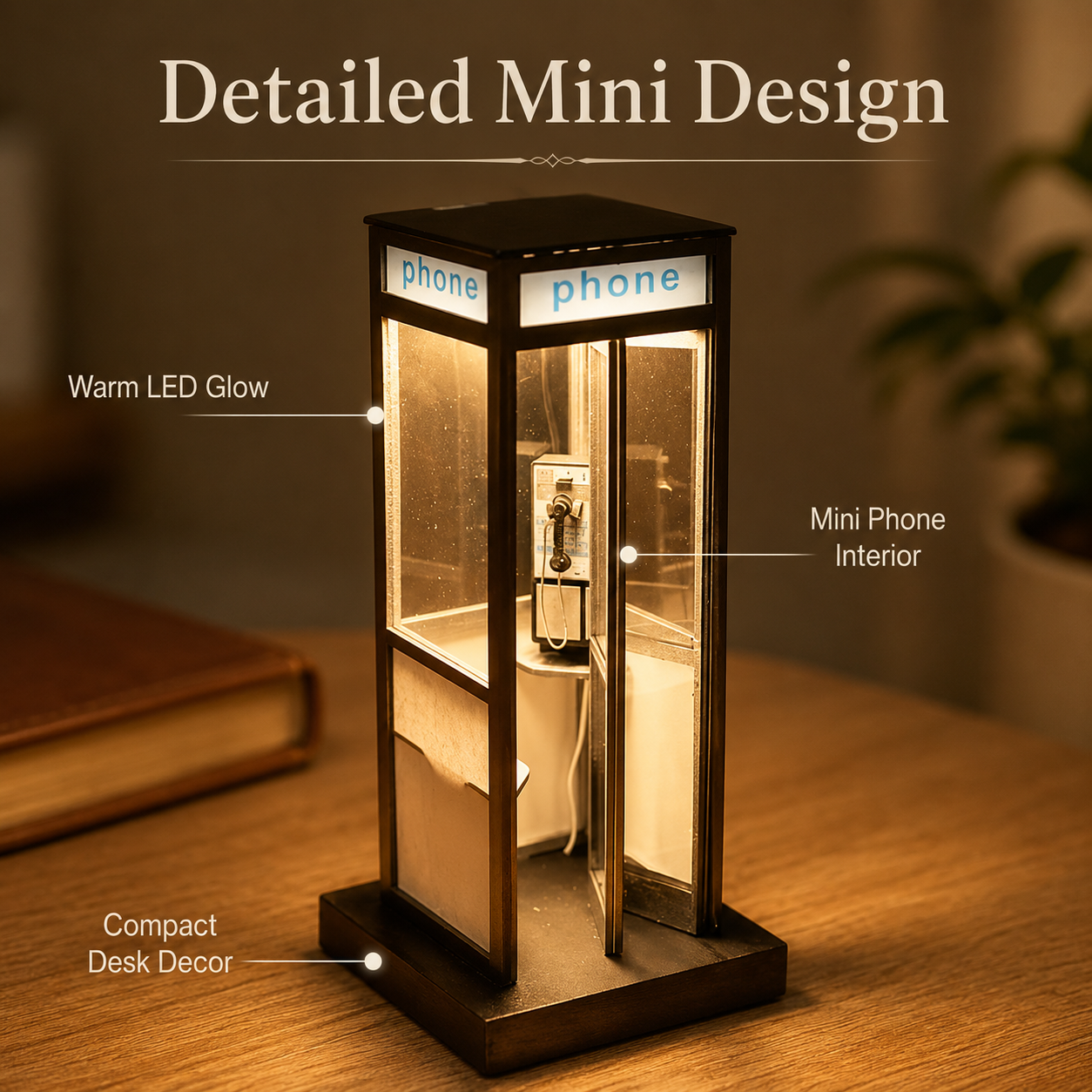 Phone Booth Table Lamp: A Nighttime Decoration