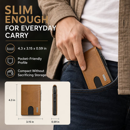 🎁 Slim Pop-Up Wallet for Men – Quick Card Access RFID Blocking