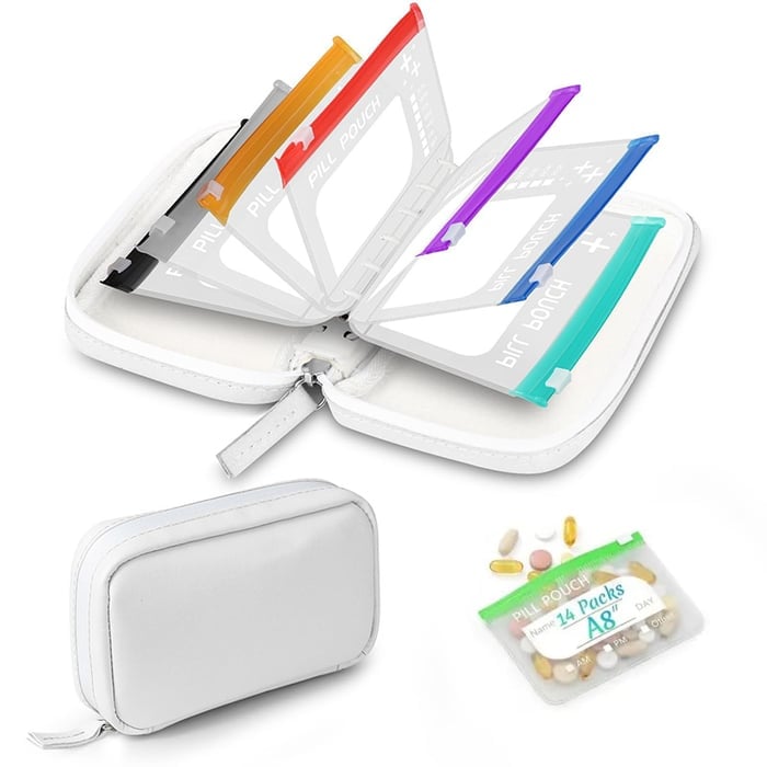 💊 A8 Waterproof Pill Pouch Set – Large Weekly Travel Medicine Organizer