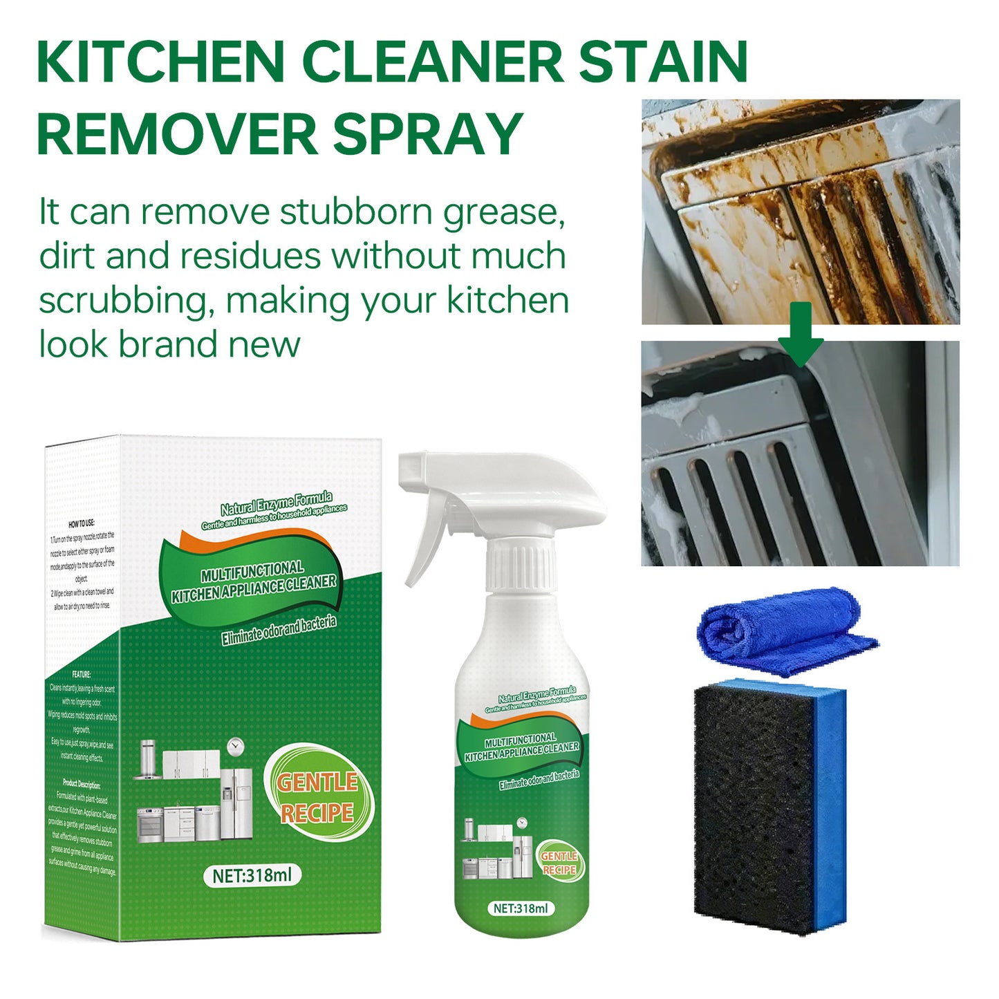 Kitchen and Bathroom Cleaner: Cleans, Removes Stains, and Eliminates Grime