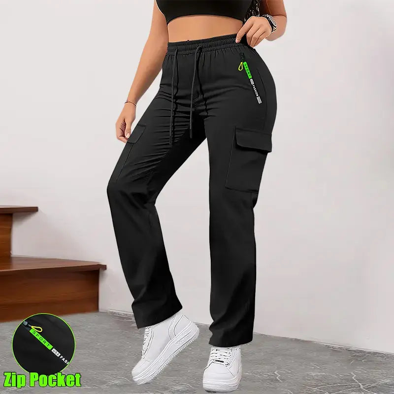 🔥 ShaperTech  Women's Cargo Pants - High-Waisted, Quick-Dry & 6 Secure Pockets 👟
