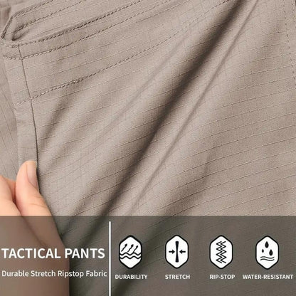 🔥Men's Waterproof Tactical Work Pants - Solid Color with Multi-Pockets for Outdoor Activities
