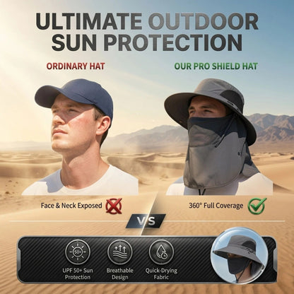 🔥 Closeout Sale – 🧢 Full Coverage Outdoor Sun Hat – Detachable Face Cover, Breathable Mesh, Lightweight for Fishing & Hiking