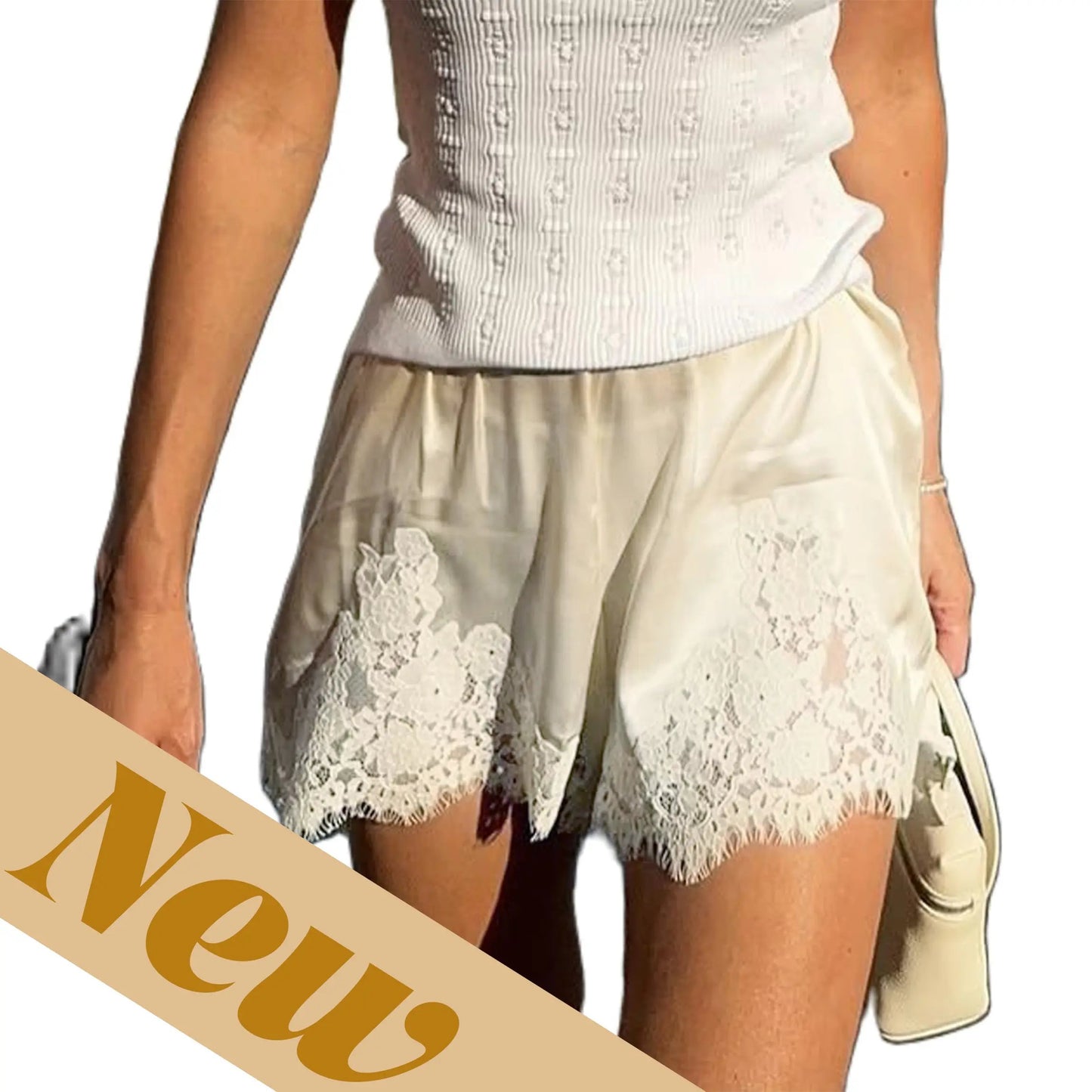 Women's Silky Lace-Trim Shorts – Soft, Comfortable & Stylish