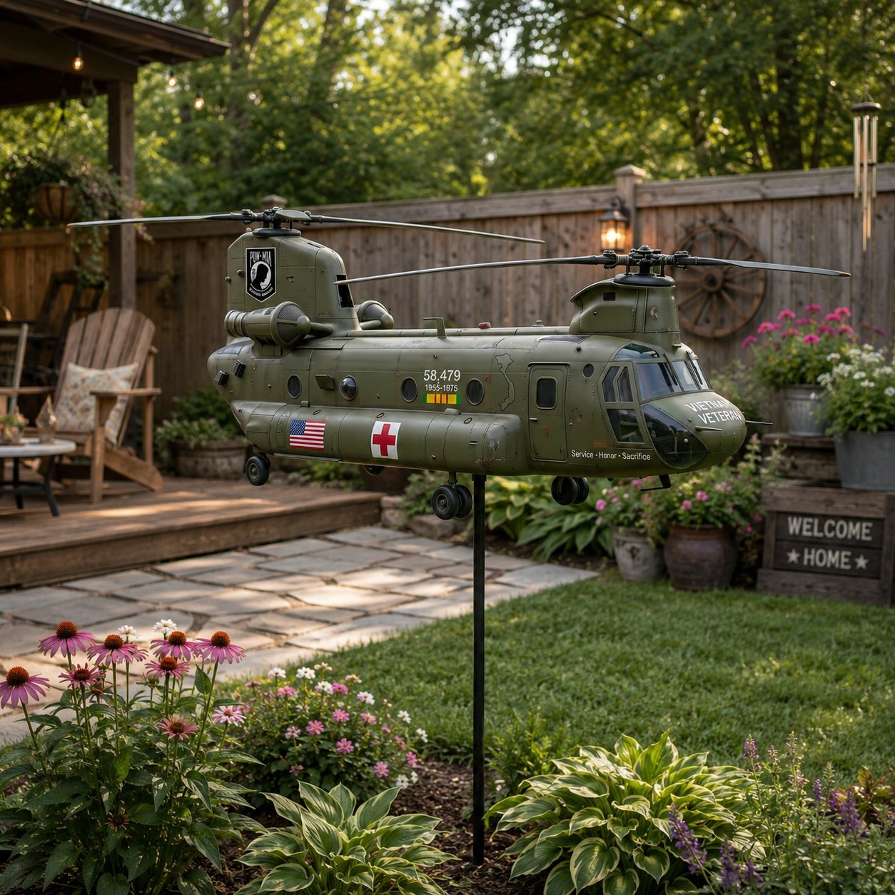 🇺🇸 Honoring Their Service – 🚁 UH-1 Huey Veteran Wind Spinner – Order Today for Memorial Garden 🎖️