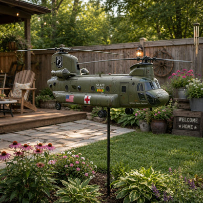 🇺🇸 Honoring Their Service – 🚁 UH-1 Huey Veteran Wind Spinner – Order Today for Memorial Garden 🎖️