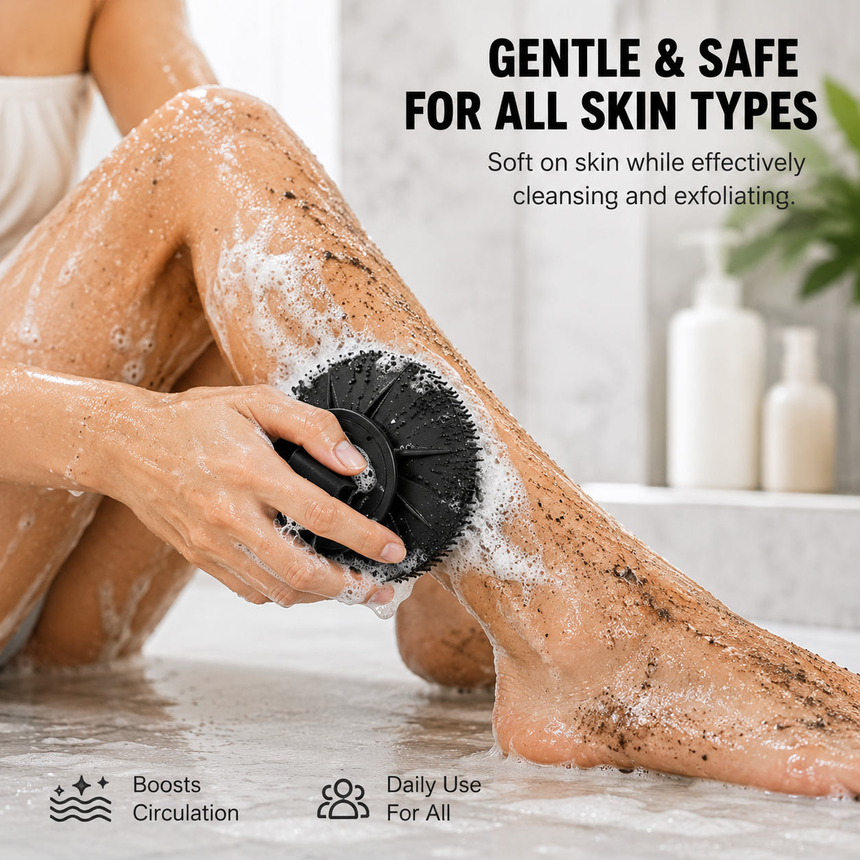 Silicone Bath Brush Deep Cleansing and Exfoliating Set