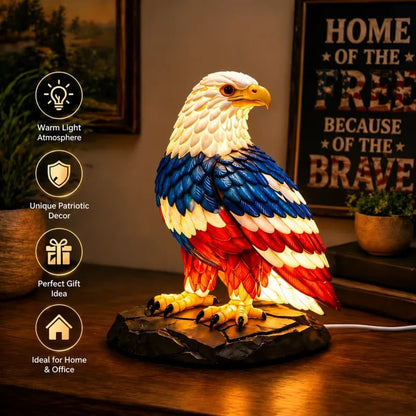 🇺🇸 250th Eagle Stained Glass Wall Lamp – 🦅 Patriotic LED Tribute Light – Resin Craft, Warm Glow, Perfect for Home, Office & Man Cave