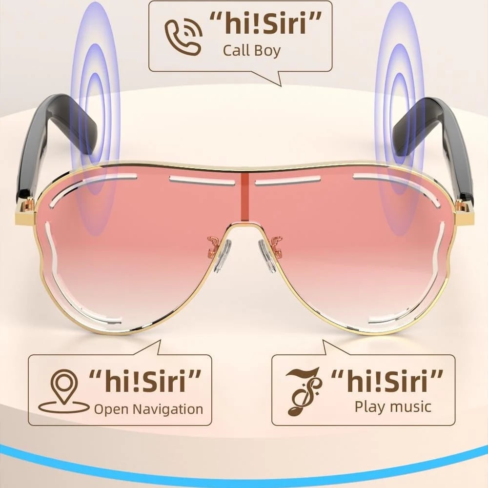 😎 Smart Audio Sunglasses – 🎧 Open-Ear Bluetooth 5.4 with HiFi Stereo – UV & Blue Light Protection, 8H Battery, Touch Control