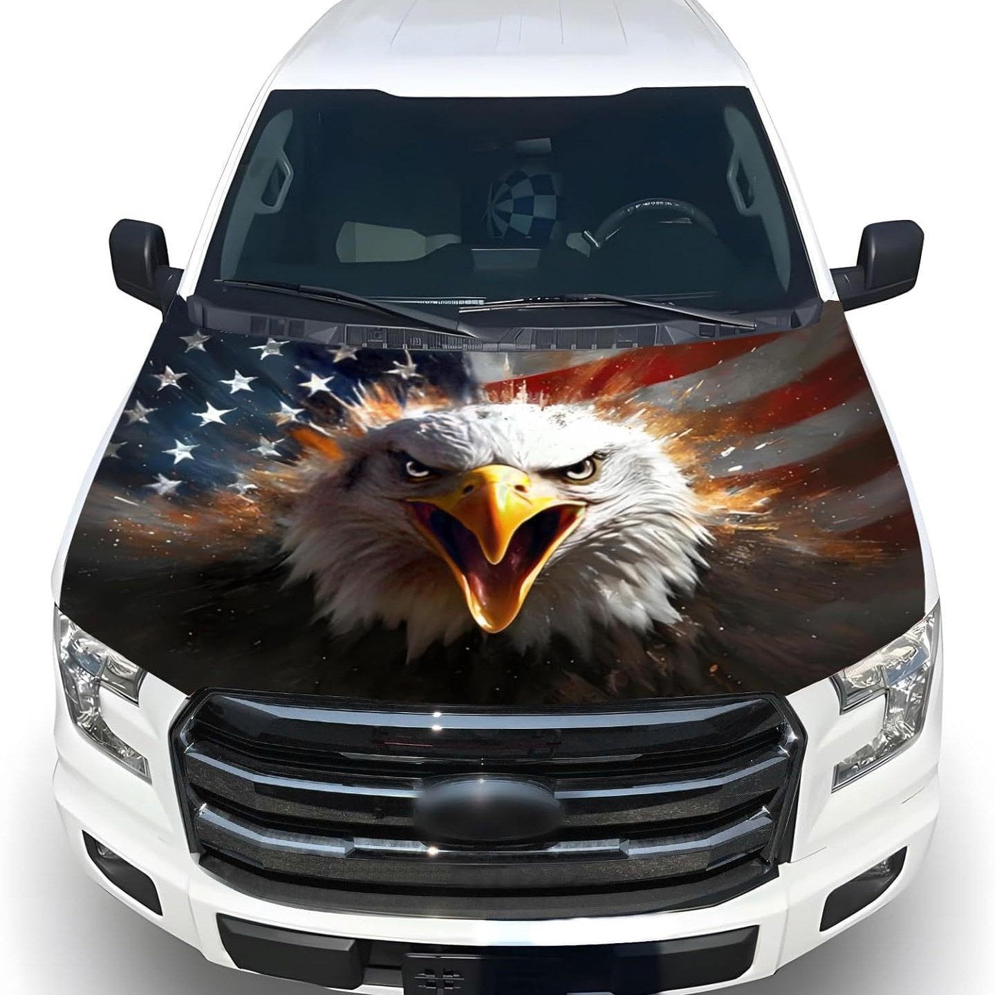 🇺🇸 250th Anniversary Car Hood Cover – 🚗 No-Glue 1-Minute Installation – Fade-Resistant Patriotic Design for Sedans, SUVs & Light Trucks