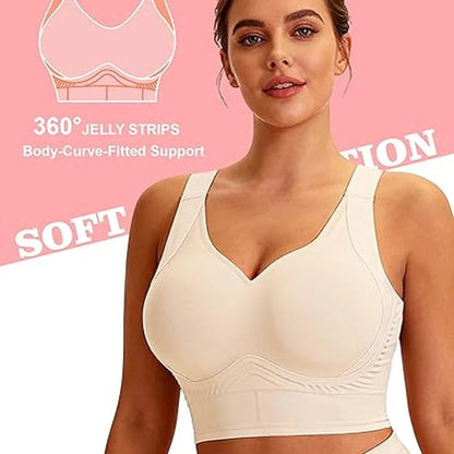 💗 Full Coverage Seamless Lifting Bra – W-Shaped Support, Wide Straps, Smooth Back, 7-Row Closure