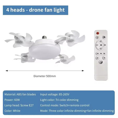 Silent Foldable E27 Fan Light