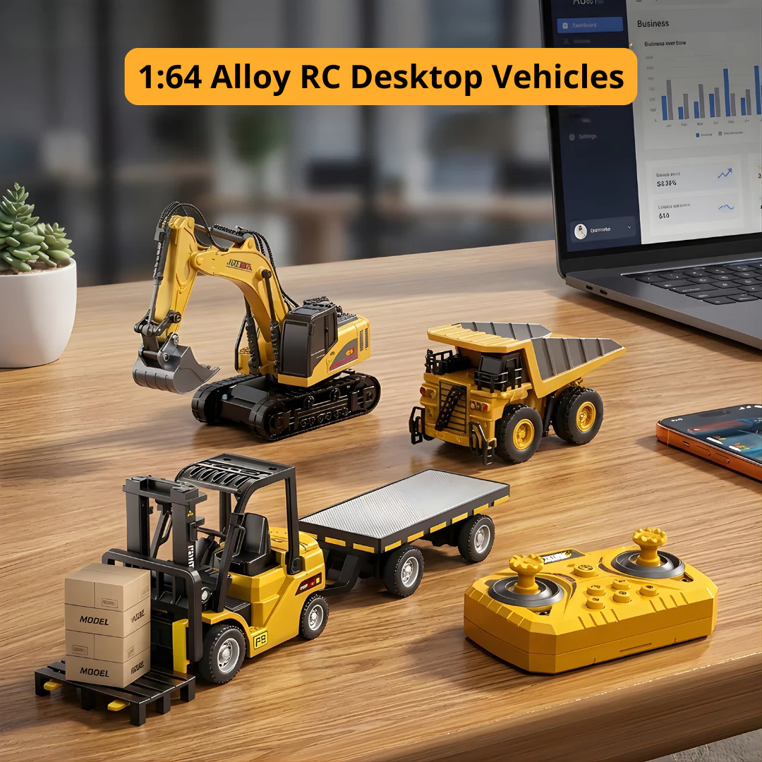 🏗️ Mini Desktop RC Forklift – 🔧 1:64 Scale with Adjustable Alloy Fork – Rechargeable Type-C, Realistic Lifting Fun for Desk & Collection