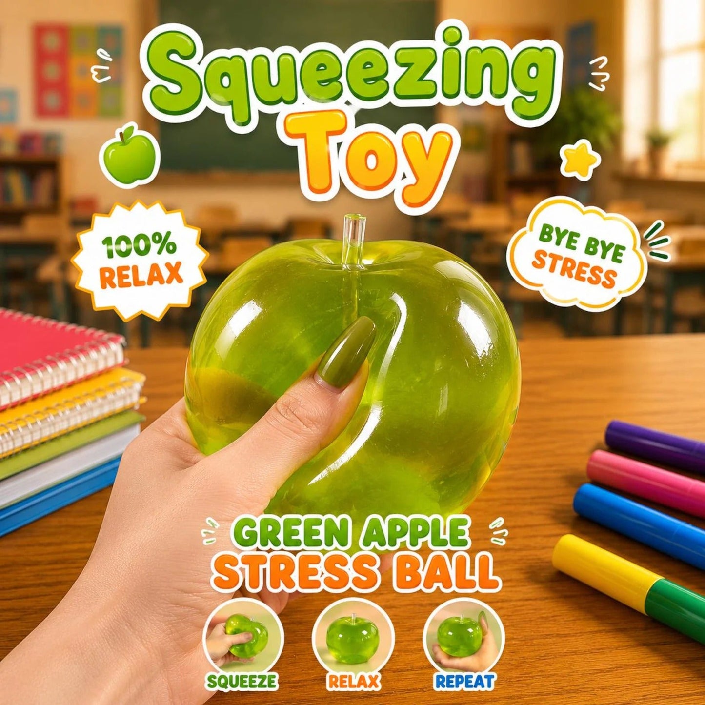 🍏 Realistic Jelly Apple Stress Reliever | Slow-Rising Sensory Toy