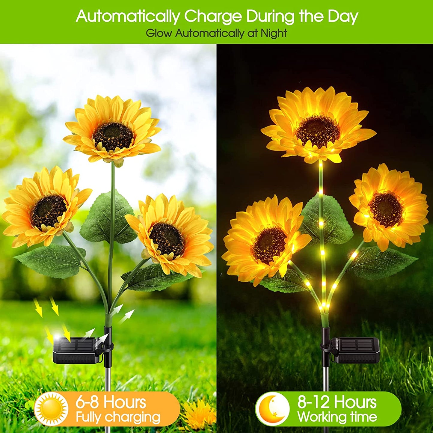 🌻 LIMITED-TIME 50% OFF! ✨ Sunflower Solar Lights – Auto On/Off, 14H Glow, IP65 Waterproof ☀️