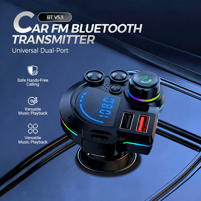 📻🚗 Universal Dual-Port Car FM Bluetooth Transmitter – Wireless Music, Hands-Free Calling & Dual USB Charger 🔌