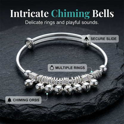 🔔 Adjustable Silver Bell Bangle – Lightweight Charm Bracelet for Everyday Shine