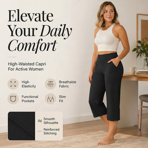 👖Women's High-Waisted Stretch Cropped Pants
